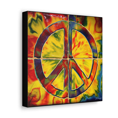 Coolio Tie Dye Hippie Peace Sign Canvas Gallery Wraps