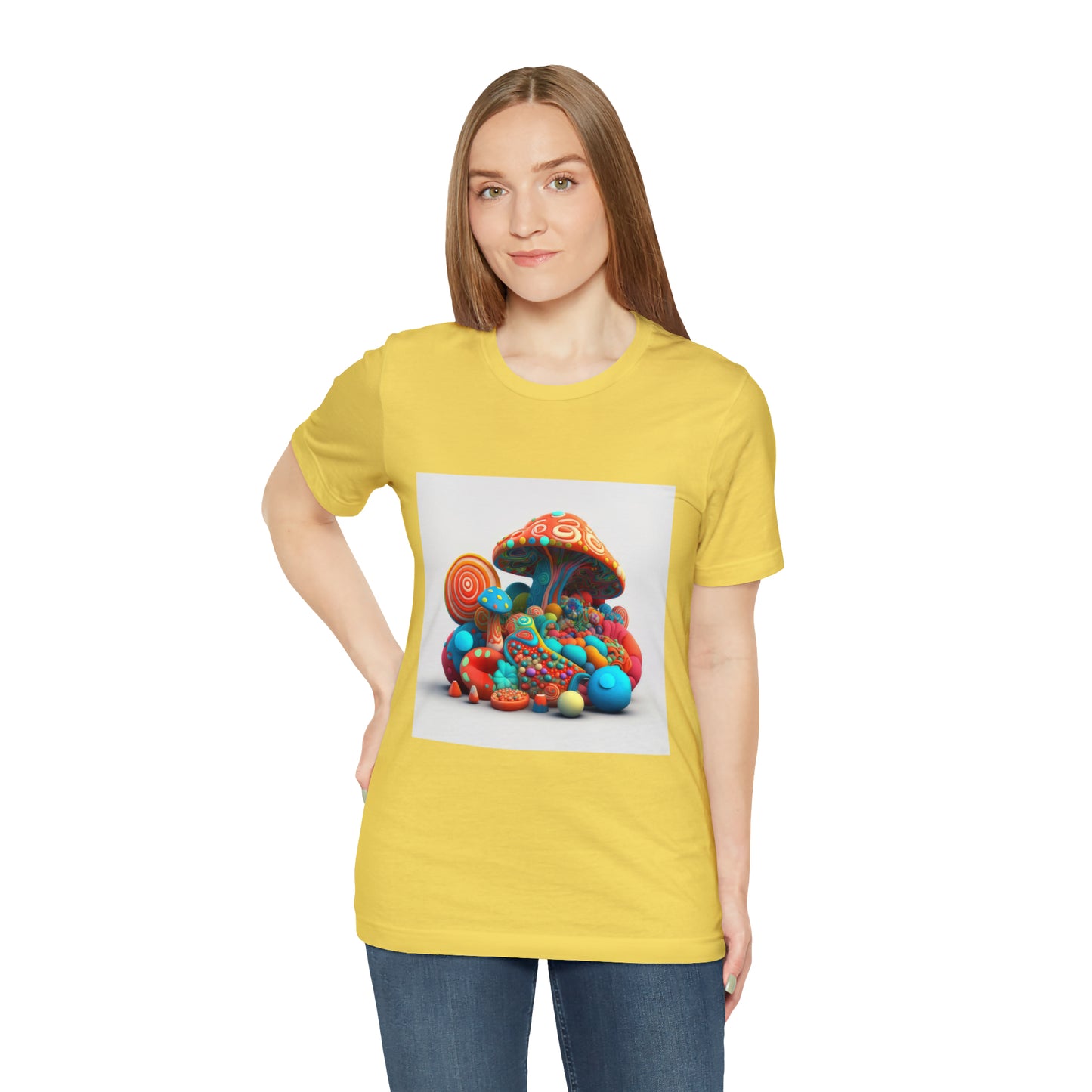 Hippie Mushroom Color Candy Style Design Style 1Unisex Jersey Short Sleeve Tee