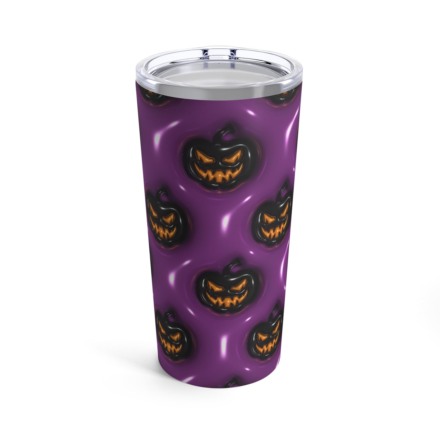 Black Halloween Pumpkins With Purple Background 3-D Puffy Halloween By Mulew Art Tumbler 20oz