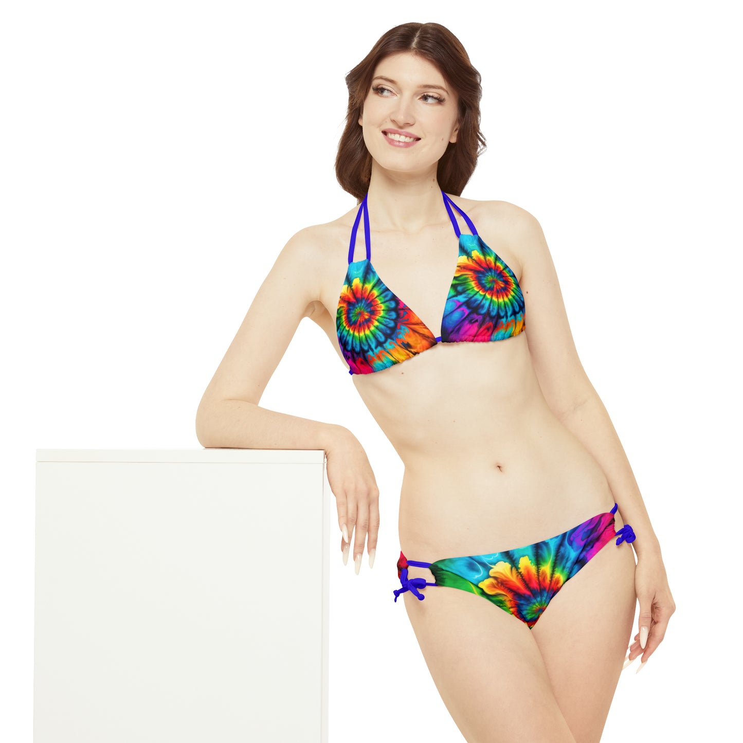 Bold And Beautiful Tie Dye Style 2 B Strappy Bikini Set (AOP)