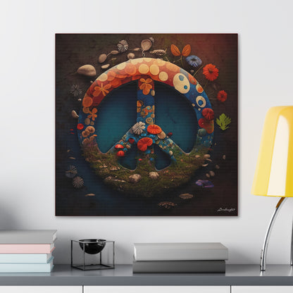 Beautiful Forest Round Peace Sign Canvas Gallery Wraps