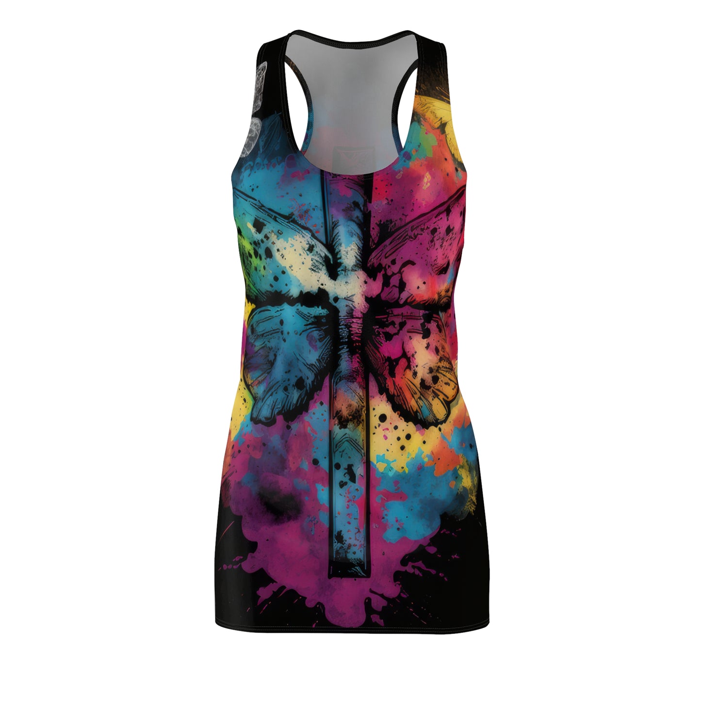 Bold And Beautiful Tie Dye Style Four Women's Cut & Sew Racerback Dress (AOP)