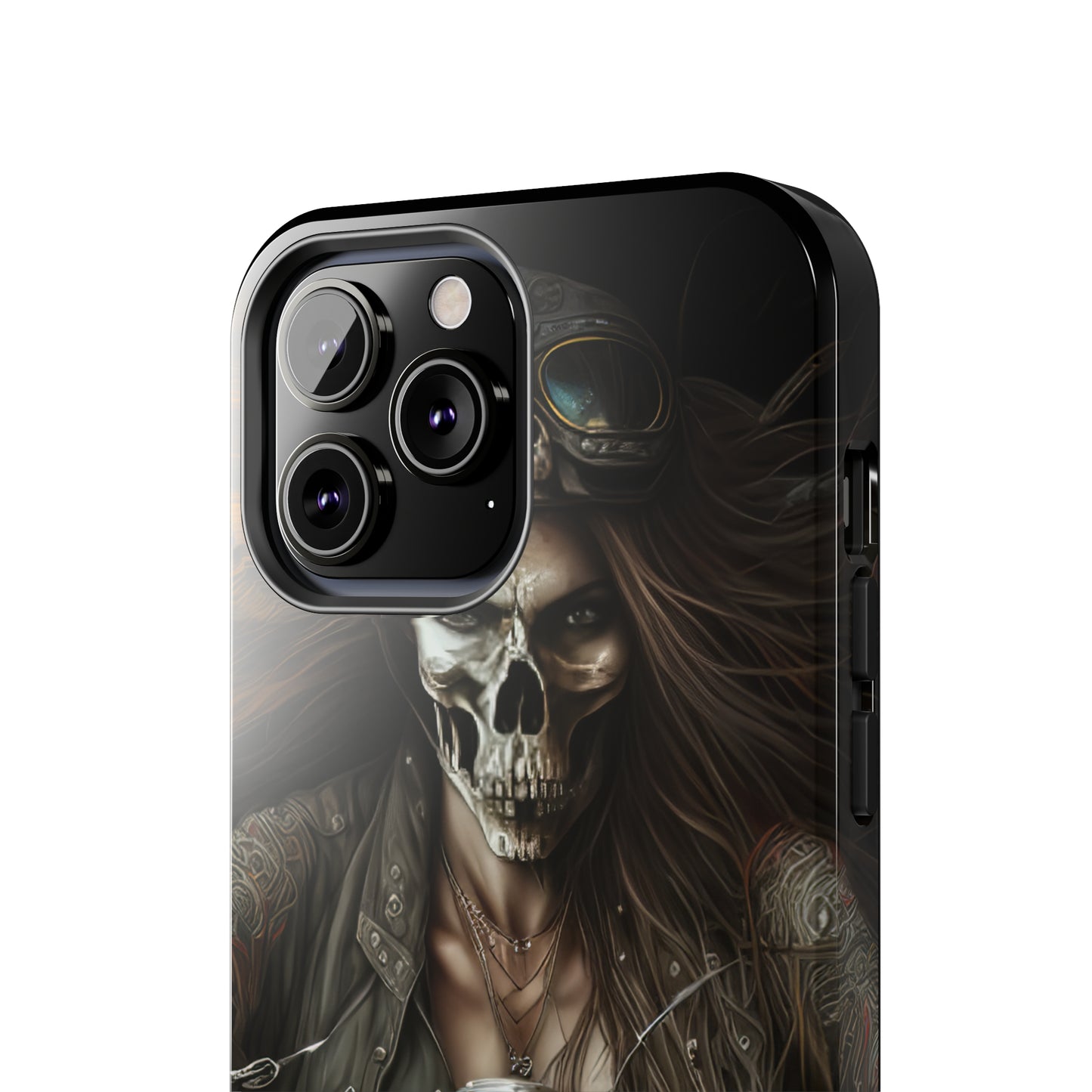 Skull Motorcycle Rider, Ready to Tear Up Road On Beautiful Bike 10 Tough Phone Cases