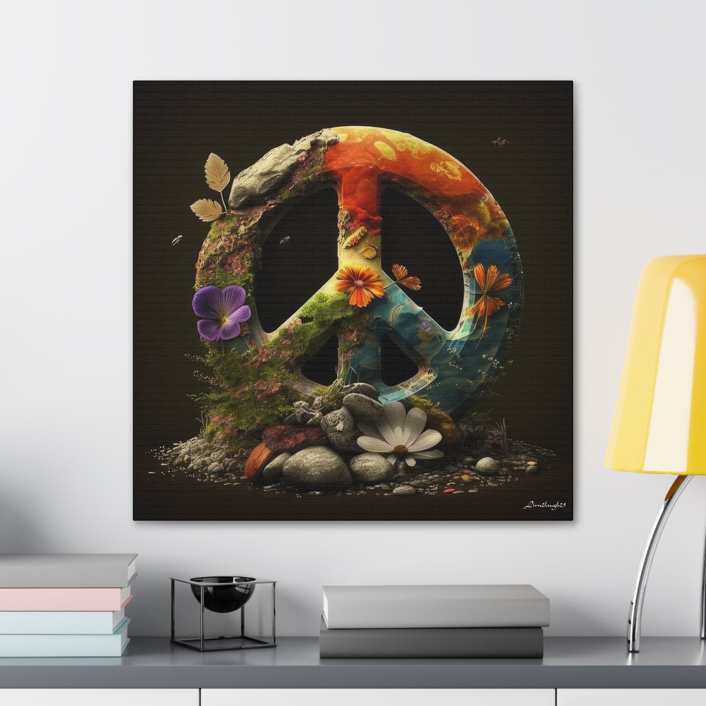 Beautiful Forest Round Peace Sign  8 Canvas Gallery Wraps