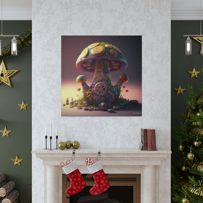 Beautiful Three Mushroom Colorful Uniquely Detailed Canvas Gallery Wraps