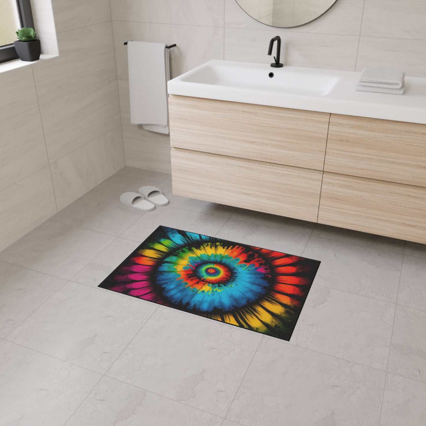 Bold And Beautiful Tie Dye Style Four Heavy Duty Floor Mat