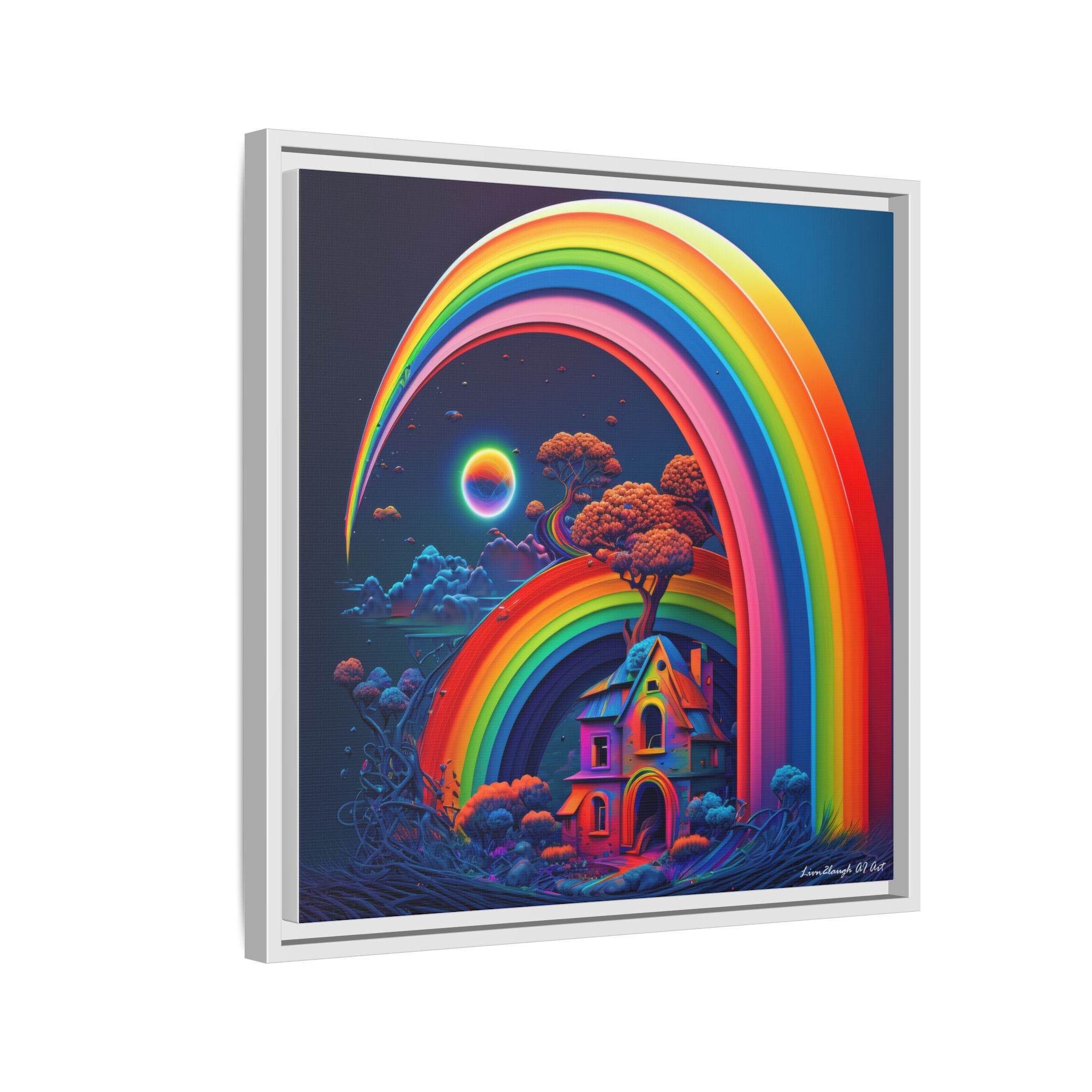 Home Beneath the Rainbow, Art Print — Colorful Modern Wall Canvas