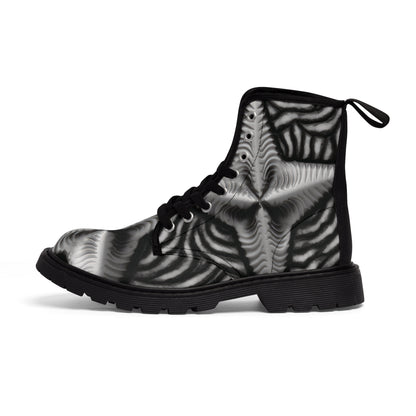 Beautiful Stars Abstract Star Style Black And White Women's Canvas Boots