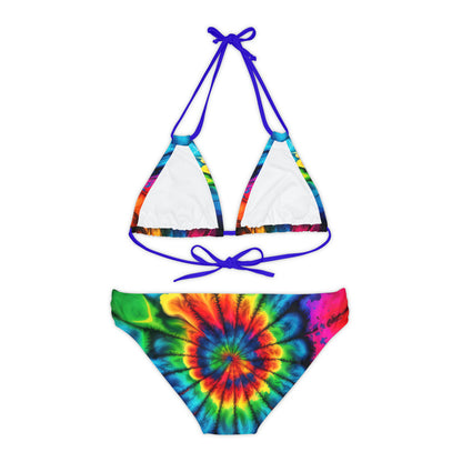 Bold And Beautiful Tie Dye Style 2 B Strappy Bikini Set (AOP)