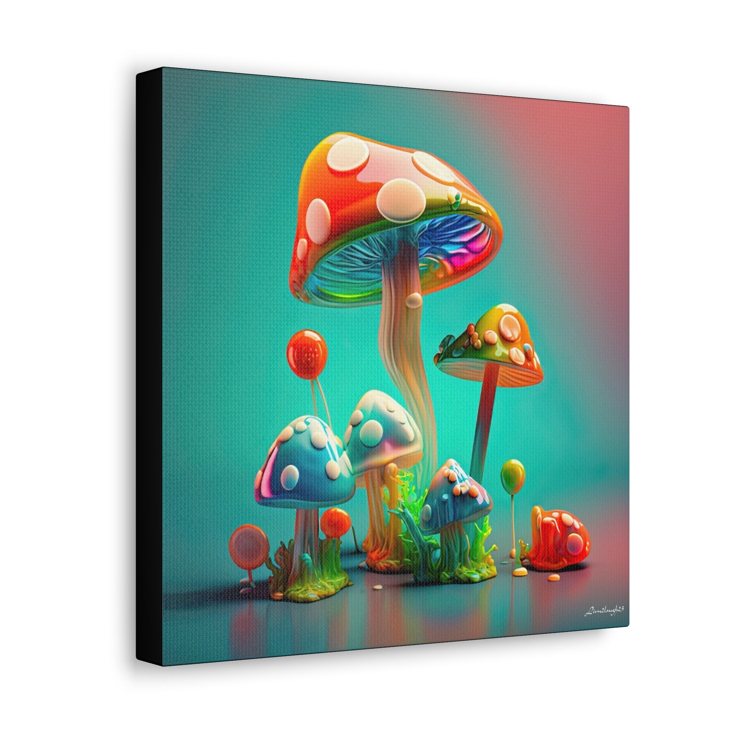 Beautiful Mushroom Luminating Colorful Bliss 3 Canvas Gallery Wraps