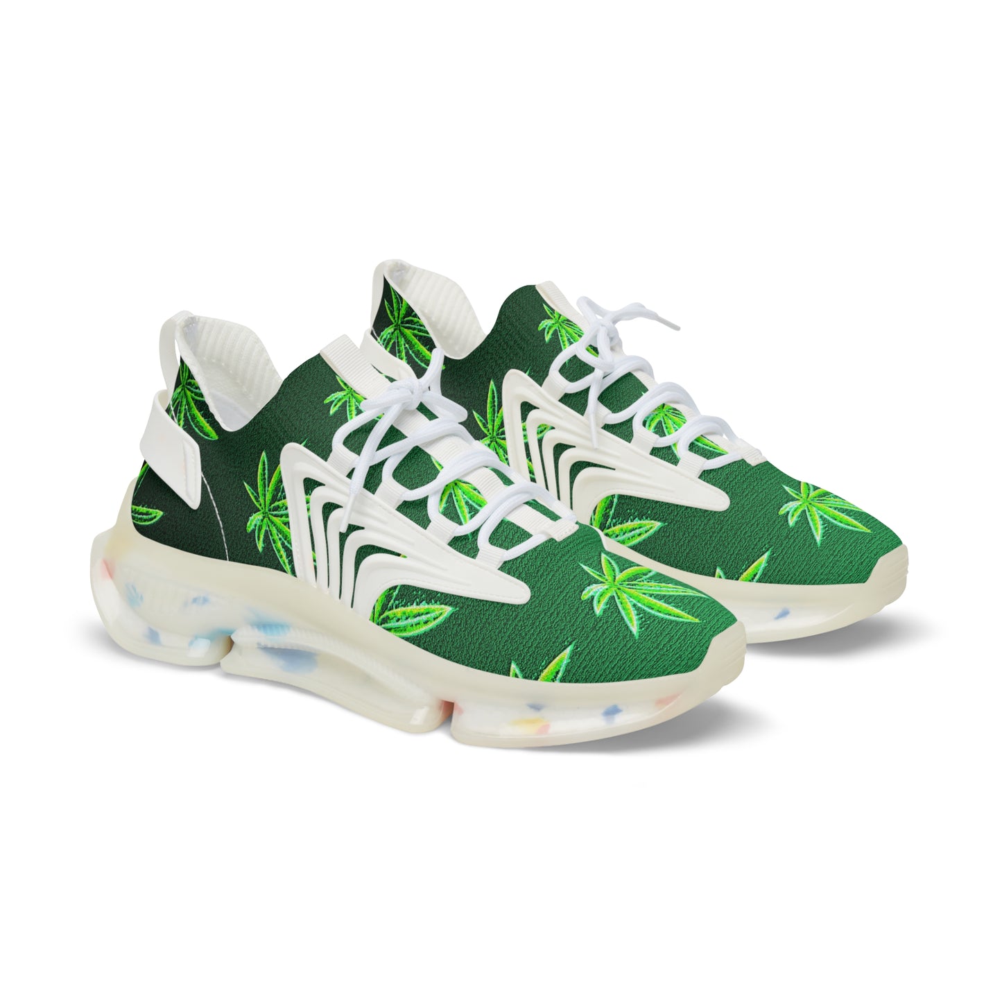 Classic Green Marijuana Leave Men's Mesh Sneakers