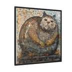 "Serene Mosaic Cat", Framed Mosaic Cat Art Print — Colorful Modern Wall Canvas