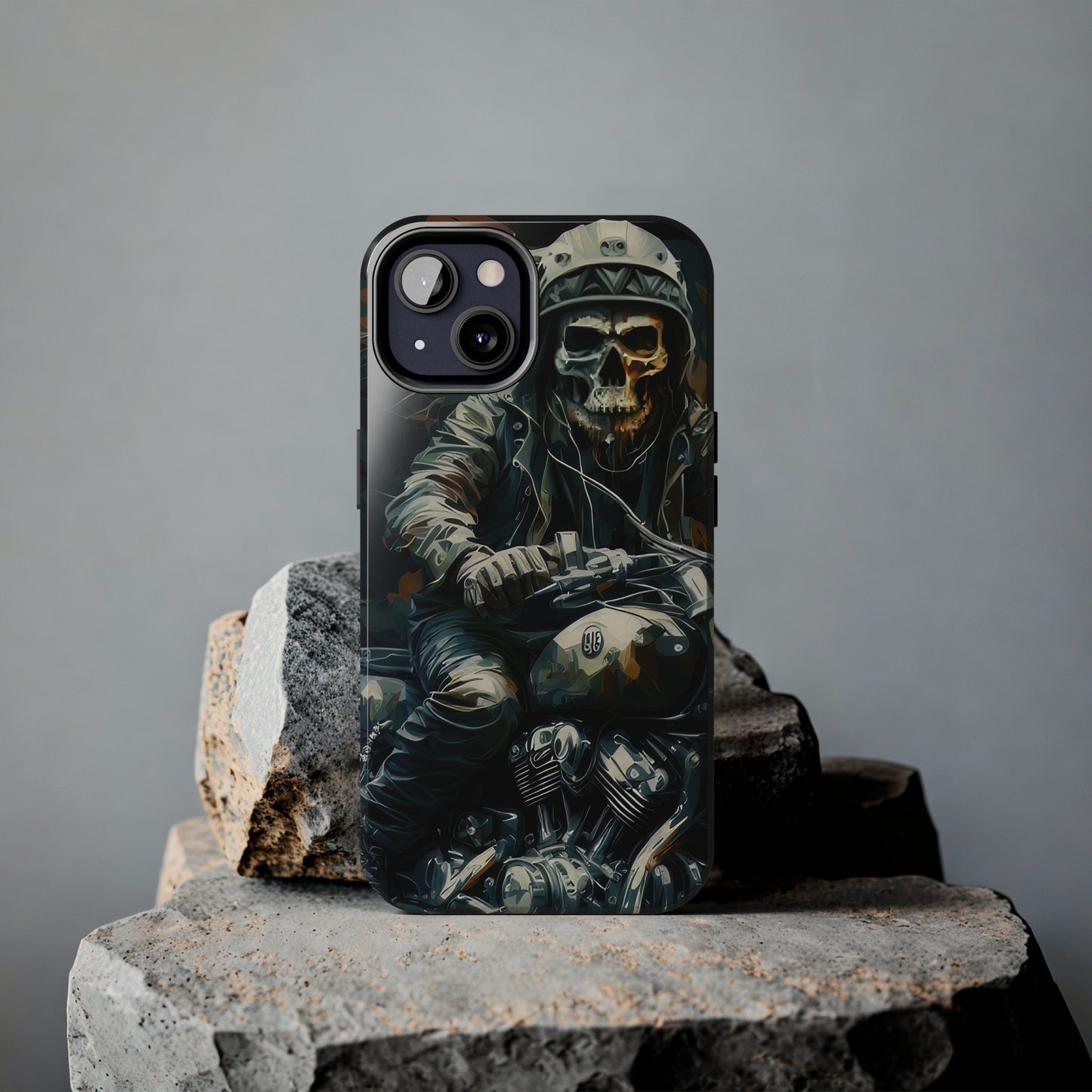 Skull Motorcycle Rider, Ready to Tear Up Road On Beautiful Bike Tough Phone Cases