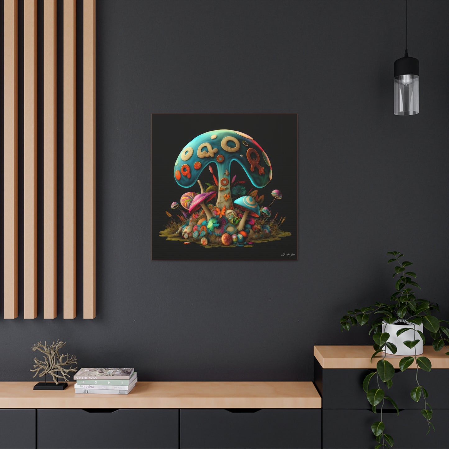 Beautiful Mushroom Colorful Uniquely Detailed Canvas Gallery Wraps