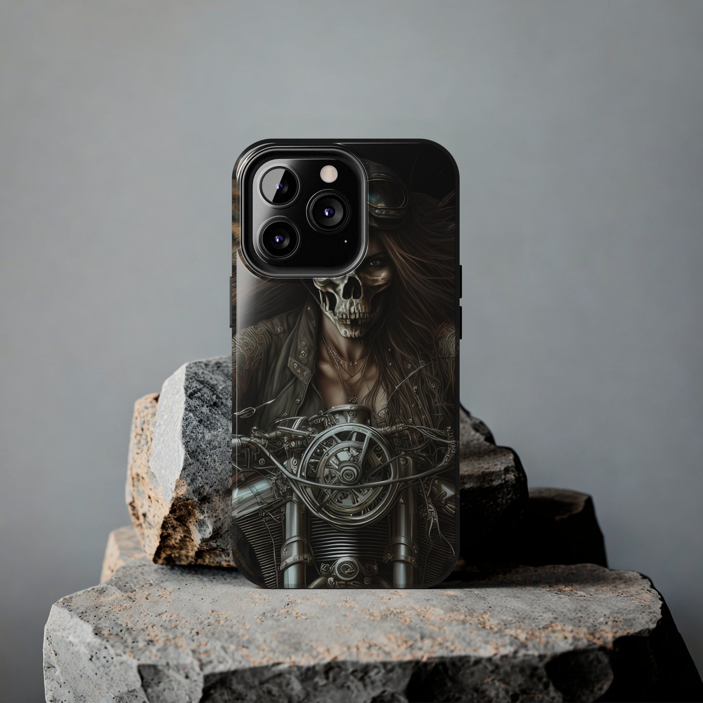 Skull Motorcycle Rider, Ready to Tear Up Road On Beautiful Bike 10 Tough Phone Cases