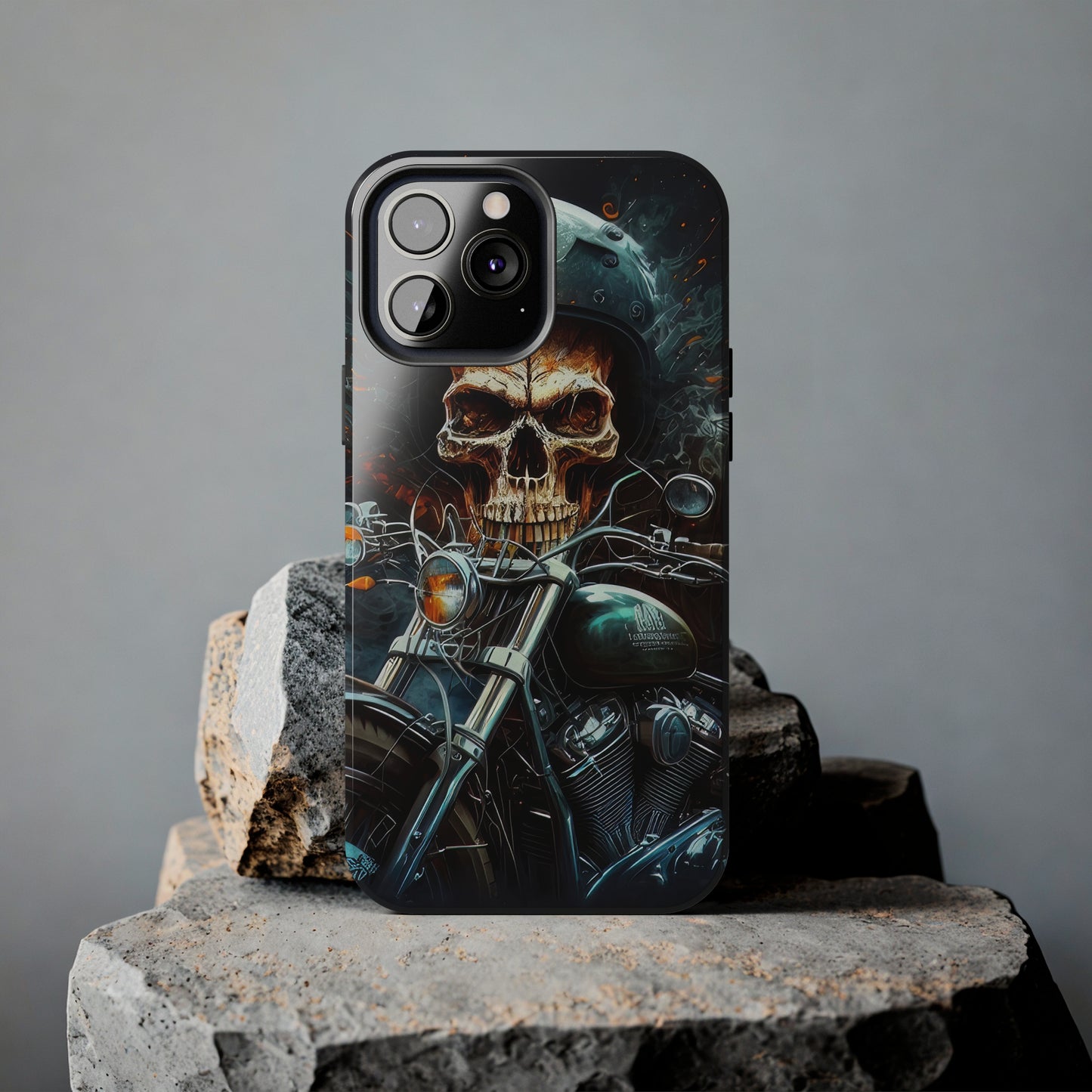 Skull Motorcycle Rider, Ready to Tear Up Road On Beautiful Bike 9 Tough Phone Cases