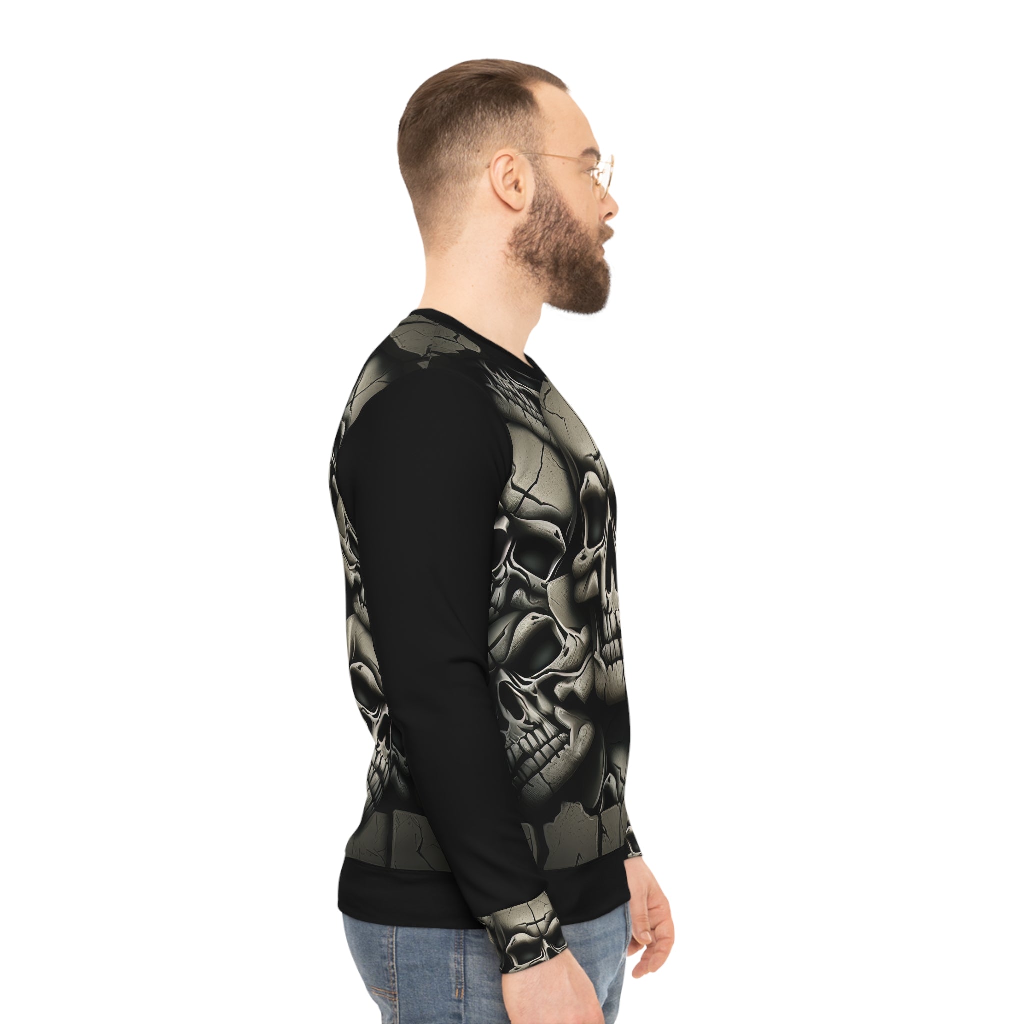 Metallic Chrome Skulls and classic Designed Background Style 11 Lightweight Sweatshirt (AOP)