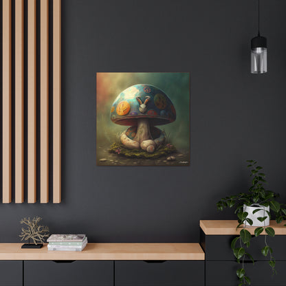 Gothic Style Blue Mushroom With Animal Style Canvas Gallery Wraps