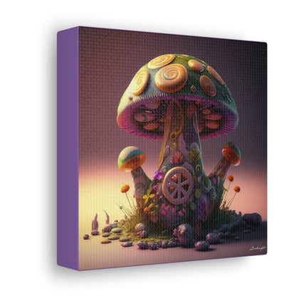 Beautiful Three Mushroom Colorful Uniquely Detailed Canvas Gallery Wraps