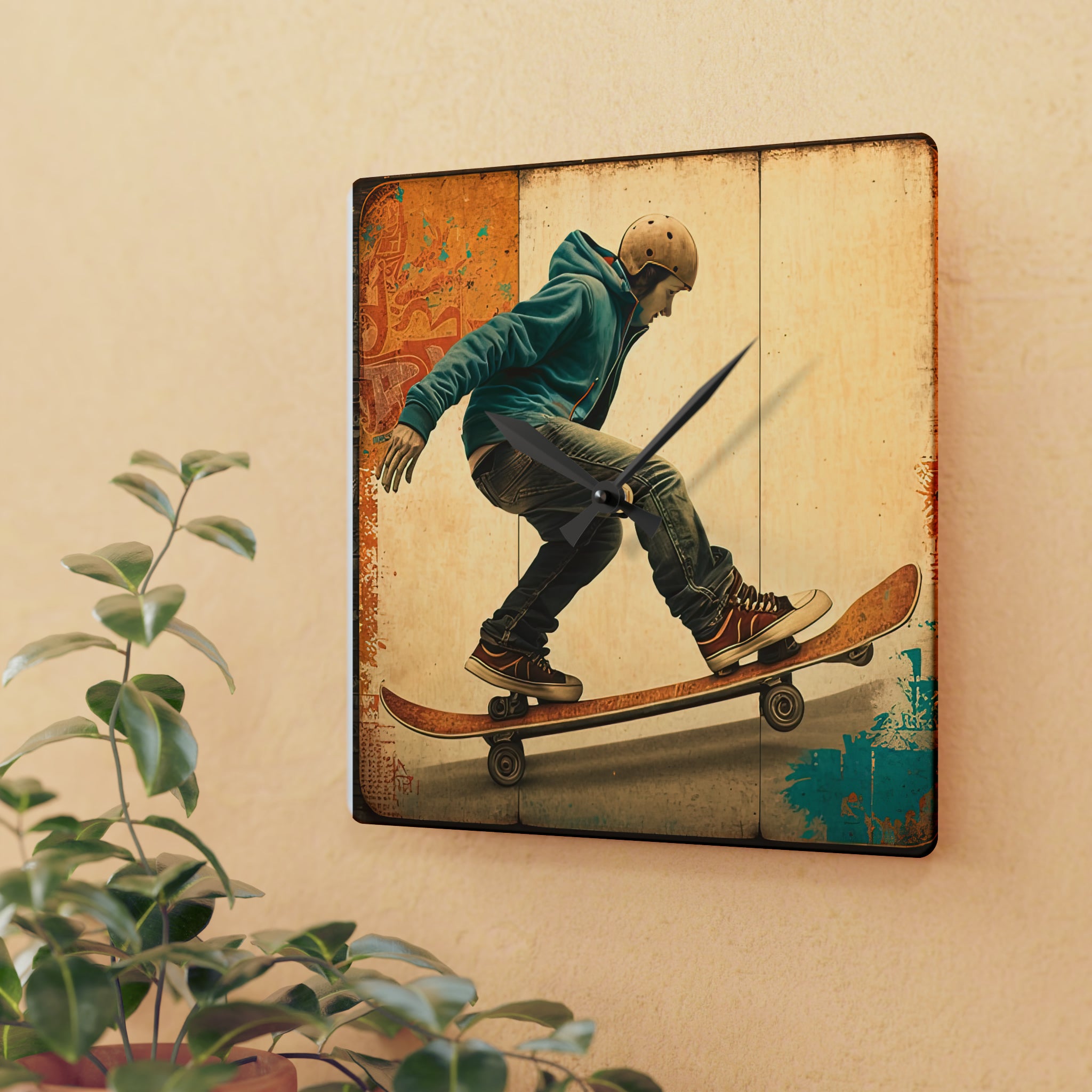 Skateboarding Anytime Style 1 Wall Clock