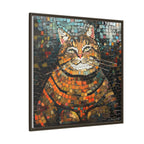 Mosaic Majesty: The Regal Cat, Framed Mosaic Cat Art Print — Colorful Modern Wall Canvas