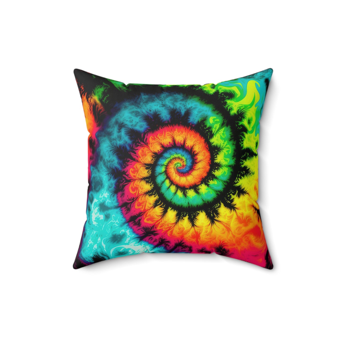 Bold And Beautiful Tie Dye Style Three Spun Polyester Square Pillow