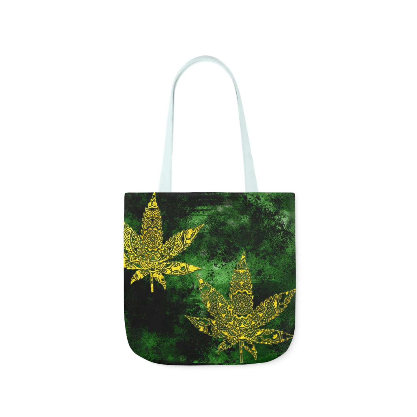 Gorgeous Designed Gold Leaf With multigreen Background Marijuana Pot Weed 420 Polyester Canvas Tote Bag (AOP)