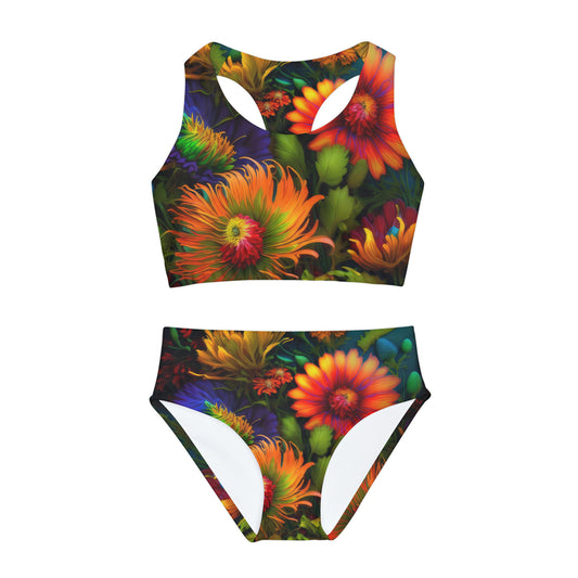 Bold And Beautiful Flowers Style One Girls Two Piece Swimsuit (AOP)
