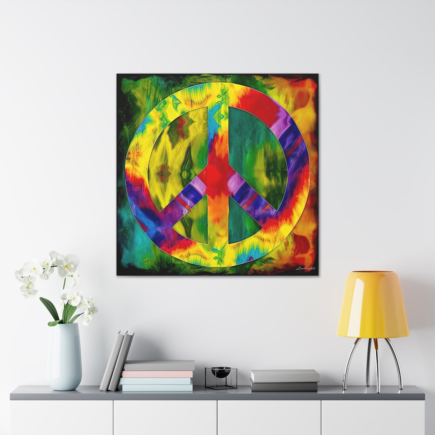 Coolio Tie Dye Hippie Peace Sign 9 Canvas Gallery Wraps