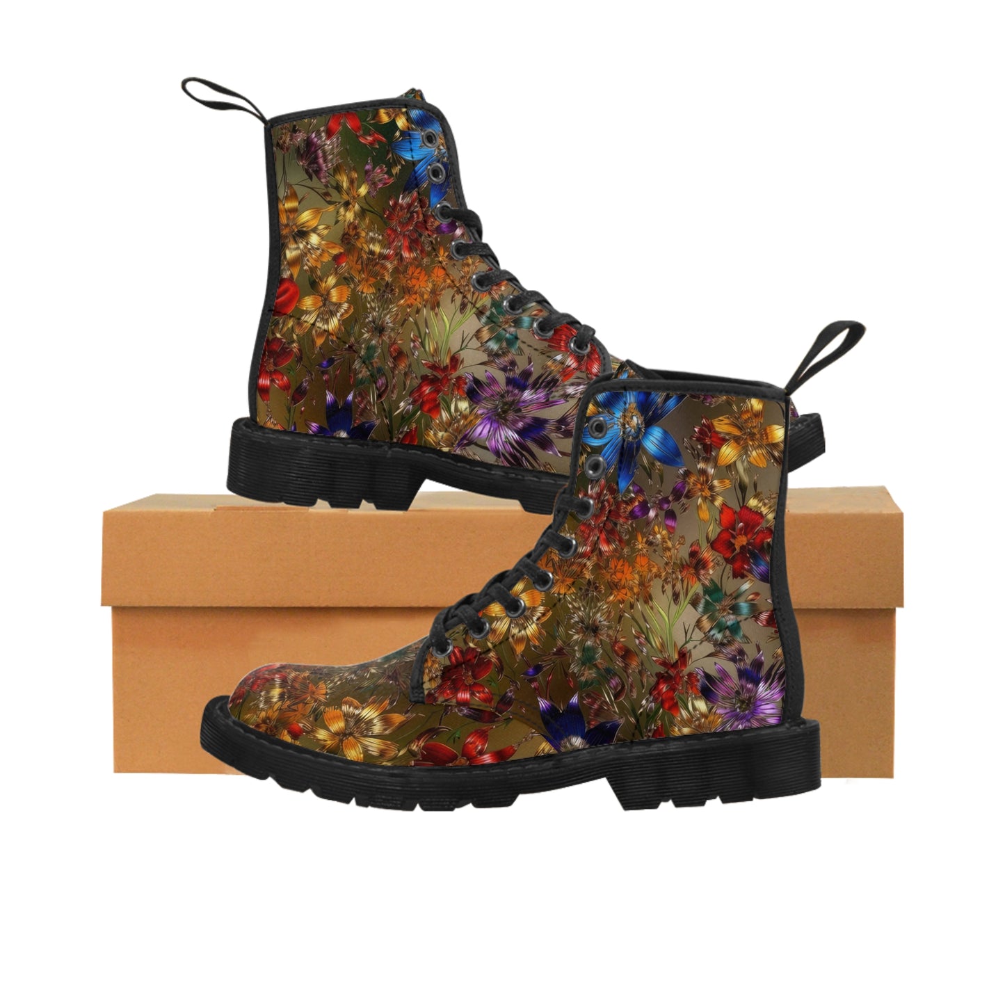 Bold & Beautiful & Metallic Wildflowers, Gorgeous floral Design, Style 1 A Women's Canvas Boots