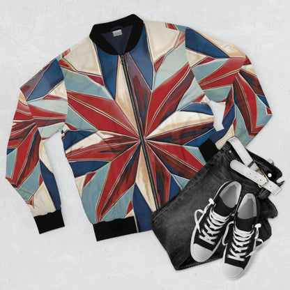 Beautiful Stars Abstract Star Style Red, White, And Blue Men's Bomber Jacket (AOP)