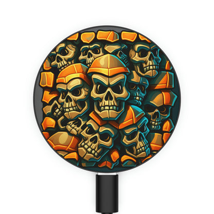 Metallic Chrome Skull And Detailed Background Style 11 Magnetic Induction Charger