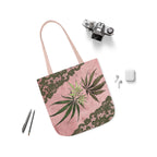 Grey Lace Gorgeous Pink Designed Marijuana 420 Weed Polyester Canvas Tote Bag (AOP)