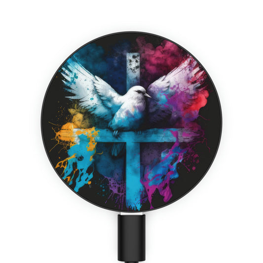 Bold And Beautiful Tie Dye Dove And Cross Style 1 Magnetic Induction Charger