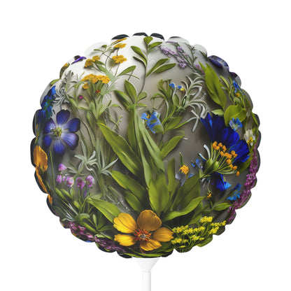 Bold & Beautiful & Metallic Wildflowers, Gorgeous floral Design, Style 4 Balloon (Round and Heart-shaped), 11"