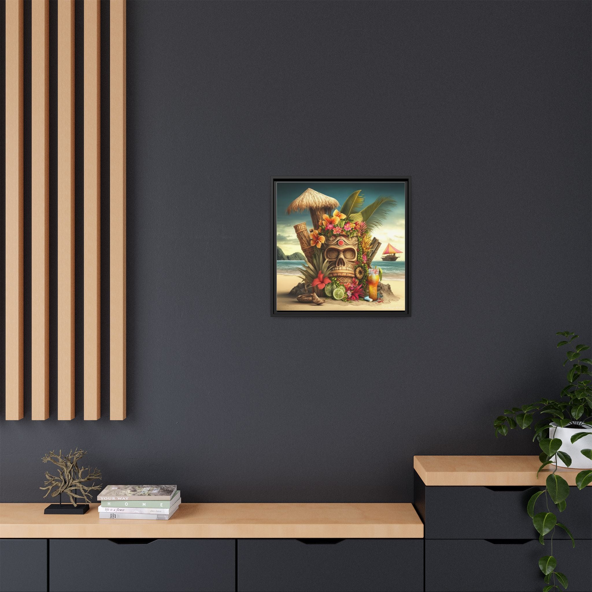 Tiki Dreams by the Shore, Art Print — Colorful Modern Wall Canvas