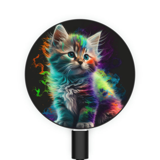 Bold And Beautiful Tie Dye Sassy Furry Cat 5 Magnetic Induction Charger