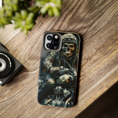 Skull Motorcycle Rider, Ready to Tear Up Road On Beautiful Bike Tough Phone Cases