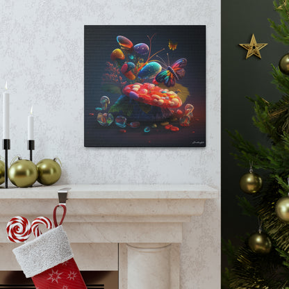 Beautiful Mushroom Luminating Colorful Bliss With Butterflies Canvas Gallery Wraps