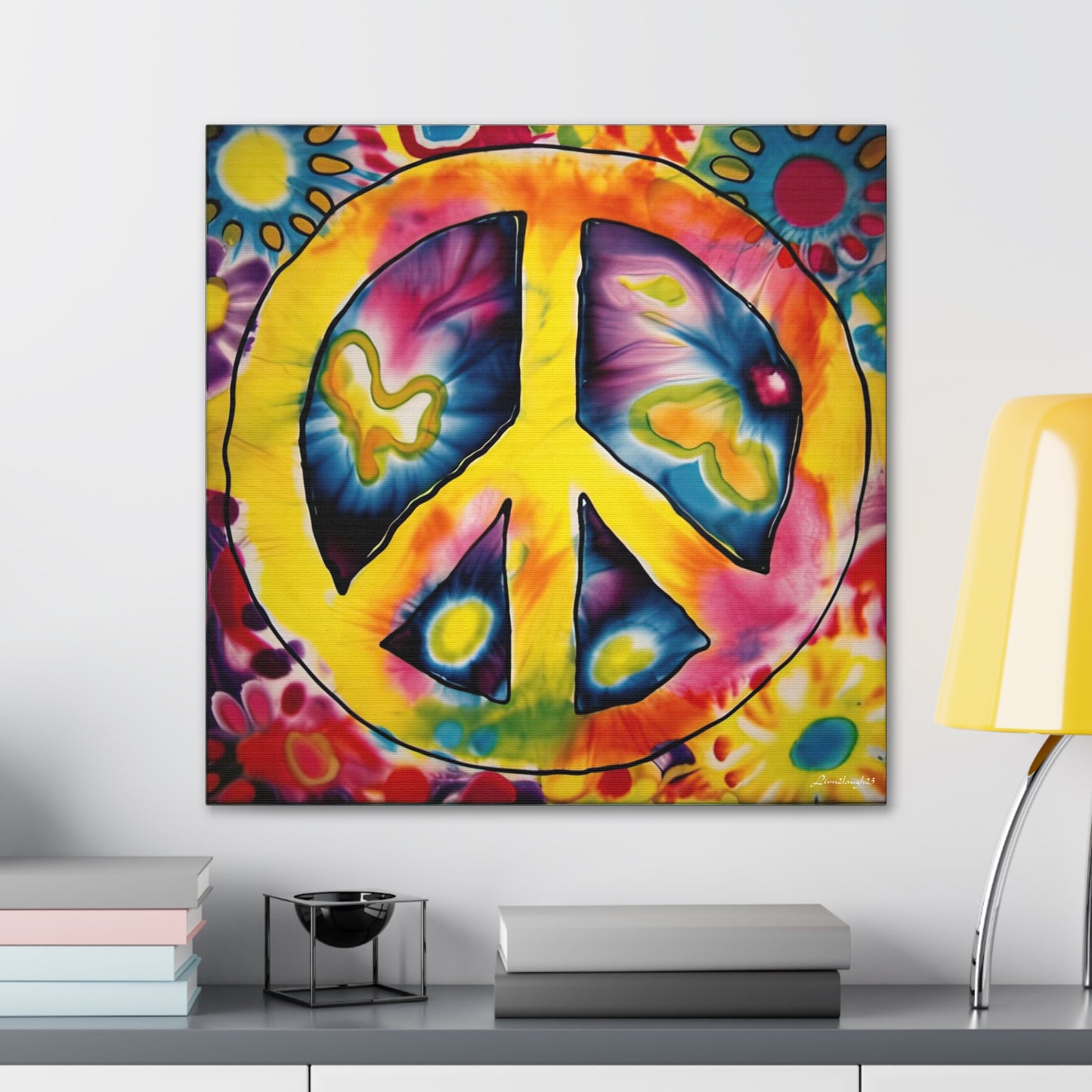 Coolio Tie Dye Hippie Peace Sign 7 Canvas Gallery Wraps