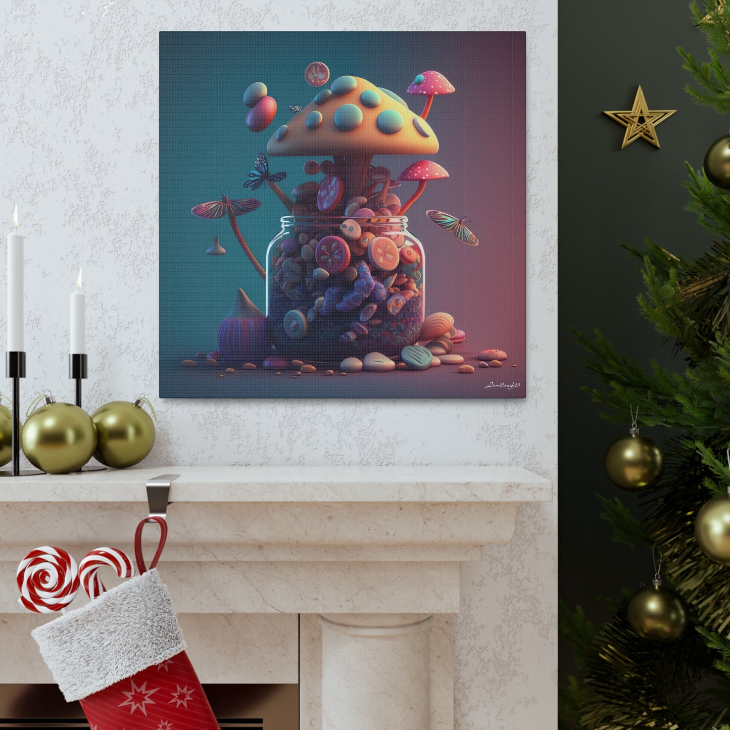 Beautiful Mushroom Luminating Colorful Bliss 10 Canvas Gallery Wraps