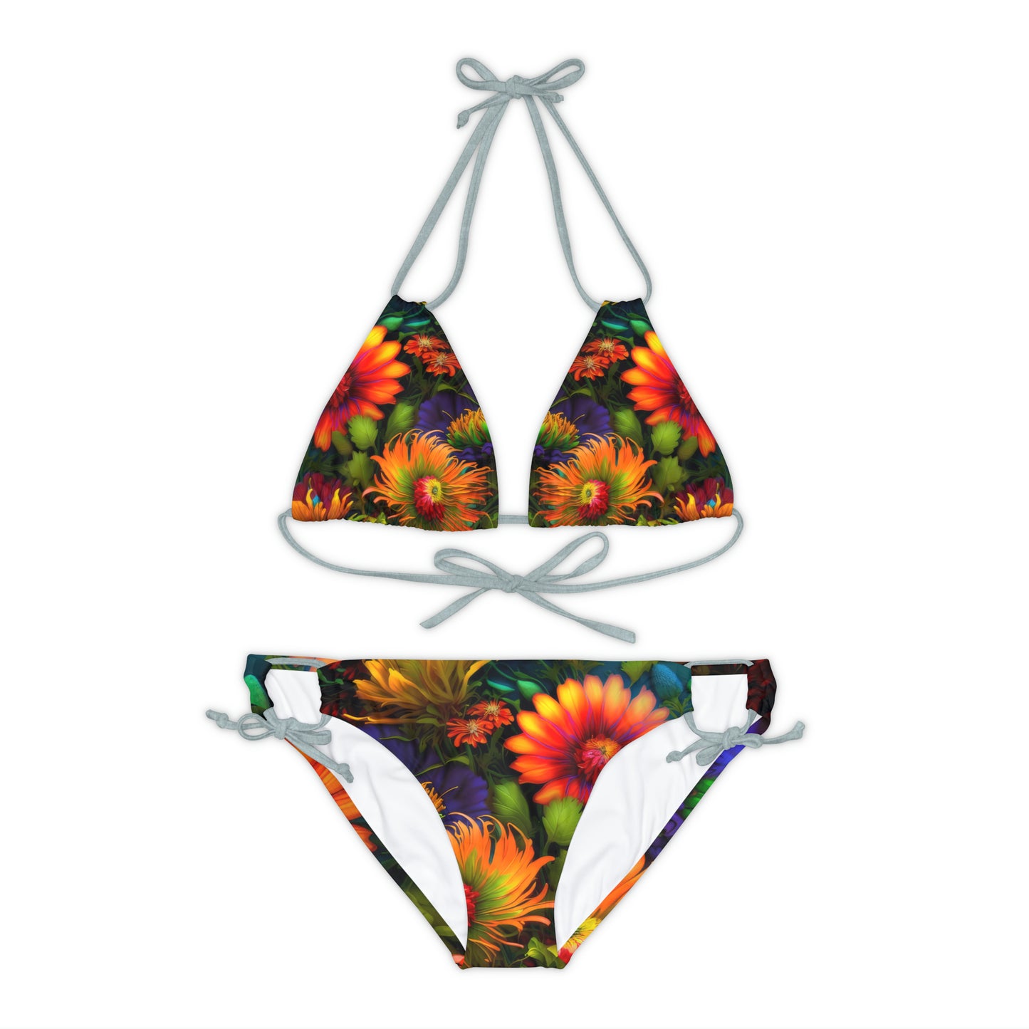 Bold And Beautiful Flowers Style One Strappy Bikini Set (AOP)