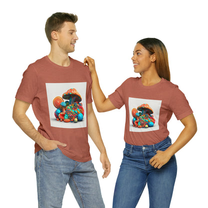 Hippie Mushroom Color Candy Style Design Style 1Unisex Jersey Short Sleeve Tee