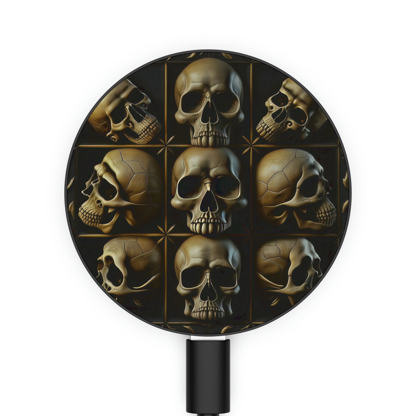 Metallic Chrome Skull And Detailed Background Style 18 Magnetic Induction Charger