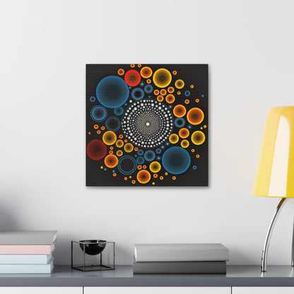 Colorful Dots And Circles Black Background Canvas Gallery Wraps