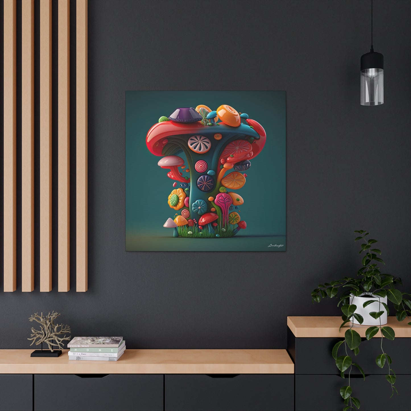 Beautiful Mushroom Luminating Colorful Bliss 9 Canvas Gallery Wraps