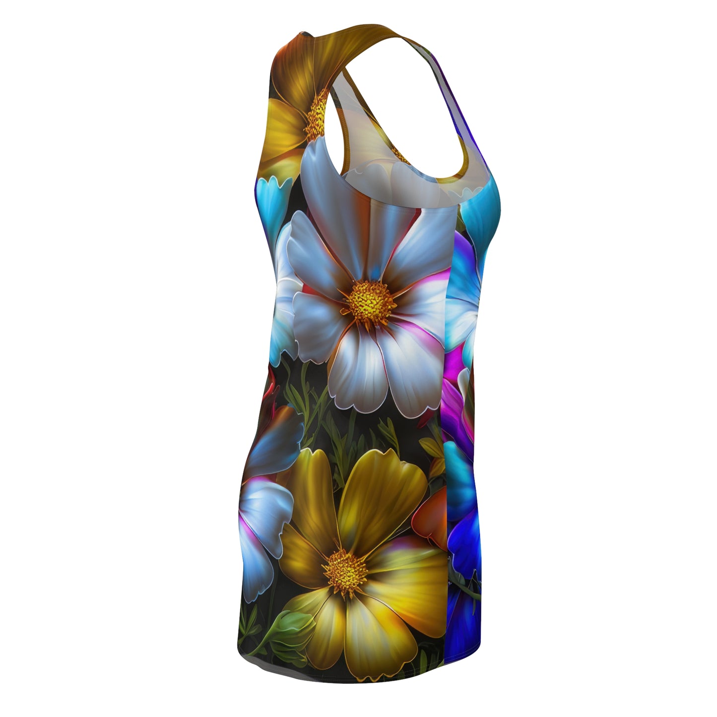 Bold & Beautiful & Metallic Wildflowers, Gorgeous floral Design, Style 5 Women's Cut & Sew Racerback Dress (AOP)