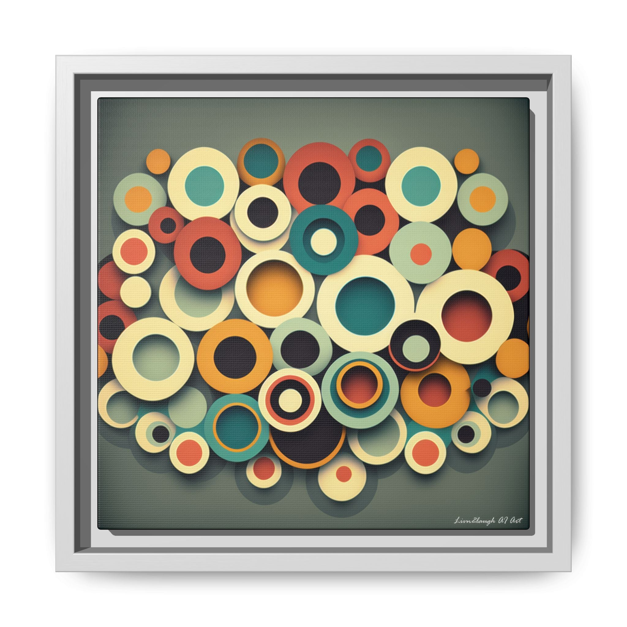 Gathered Circles, Matte Canvas, Framed (Multi-color)