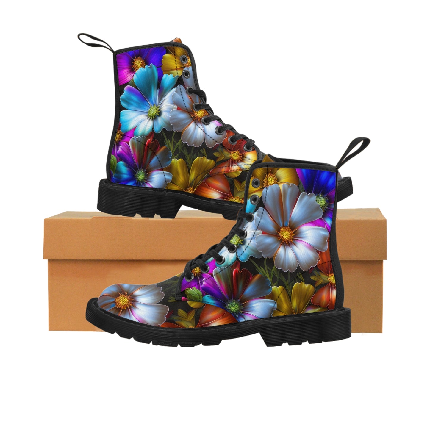 Bold & Beautiful & Metallic Wildflowers, Gorgeous floral Design, Style 5 Women's Canvas Boots