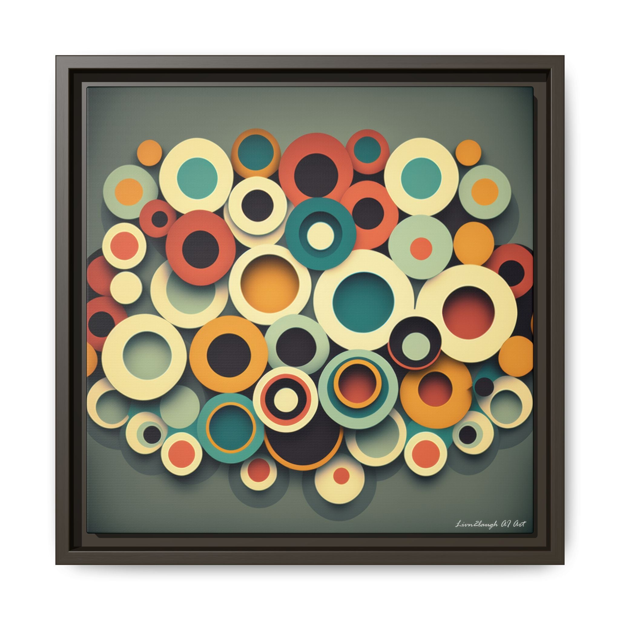 Gathered Circles, Matte Canvas, Framed (Multi-color)